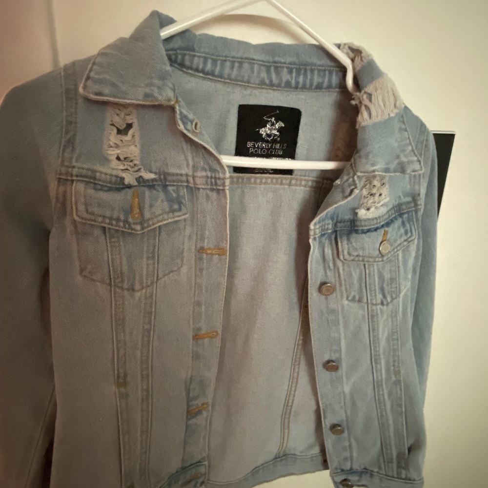Beverly Hills Girls Polo Club Distressed Jean Jacket Size 10/12